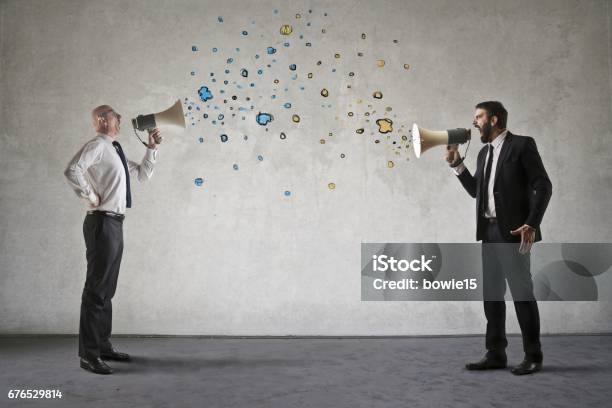 Screaming Men Stock Photo - Download Image Now - Megaphone, Shouting, Battle