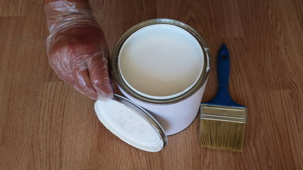 Painting of walls in a White color and box stock photo