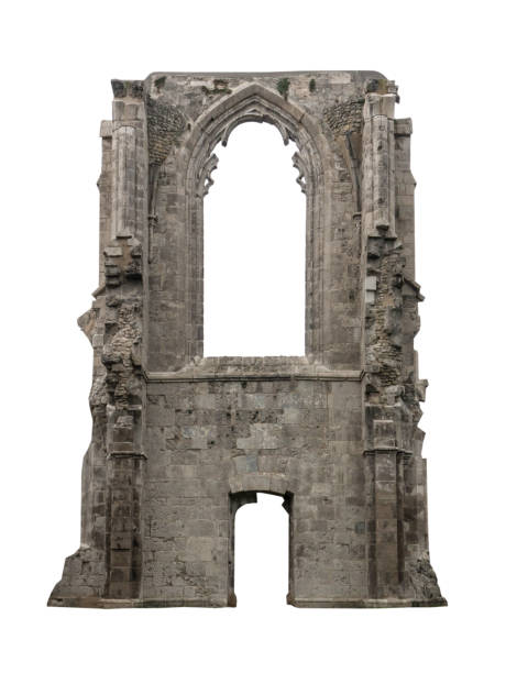 istock The old ruins of a building, white background, isolated 676550150