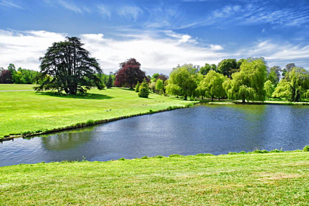 Leeds, England - May 3, 2011: Beautiful Pond near Leeds Castle in Kent in England.