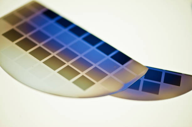 Silicon Wafer Under Cleanroom Fabrication & Testing Silicon Wafer Under Cleanroom Fabrication photodiode stock pictures, royalty-free photos & images