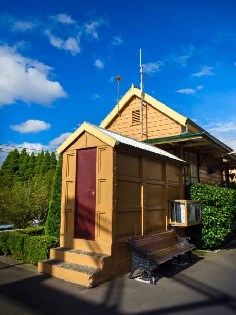 istock Katoomba Train Station On Blue Sky background 676634928