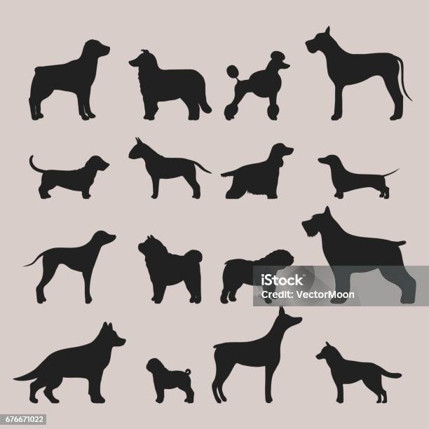 Funny Cartoon Dog Character Bread Black Silhouette In Cartoon Style Vector Illustration Stock Illustration - Download Image Now