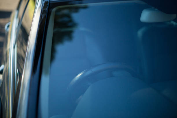 istock High angle view of black car 676682066