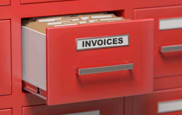 istock Invoices documents and files in cabinet in office. 3D rendered illustration. 676699004