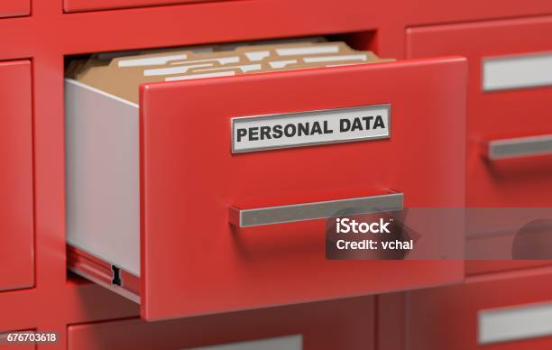Personal Data Protection Concept Cabinet Full Of Files And Folders 3d Rendered Illustration Stock Illustration - Download Image Now