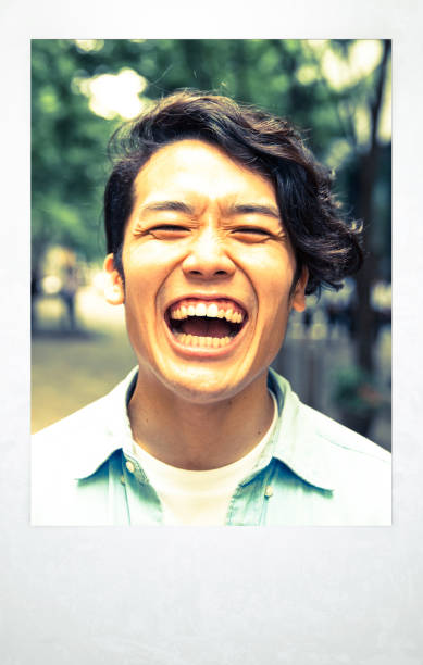 Portrait of young man in Tokyo, Japan printed with a vintage instant camera
