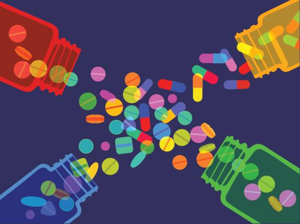 Pills Jars Silhouettes of pill jars Combining Supplements stock illustrations