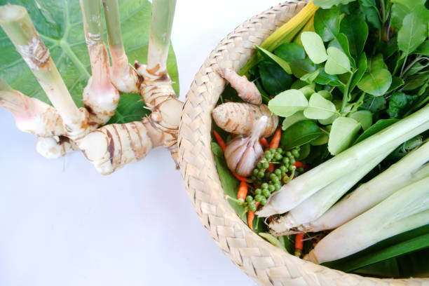 istock The herb and spice ingredients on white table 676801660