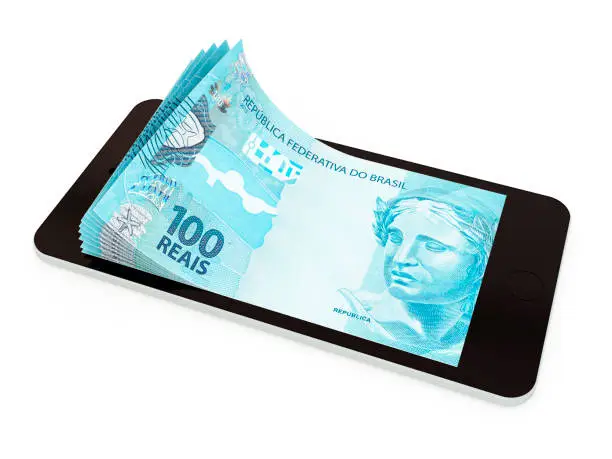 Photo of Mobile payment with smart phone, Brazilian real