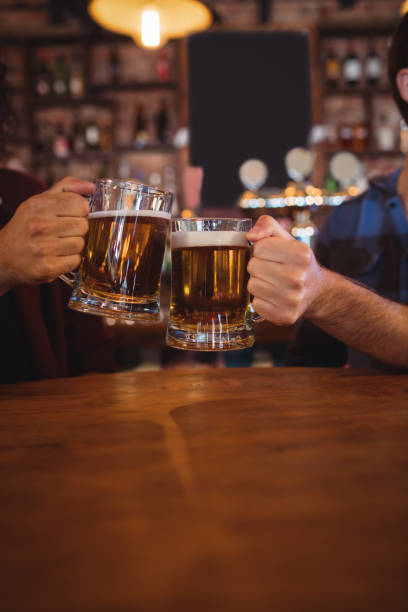 istock Two young men toasting their beer mugs 676850698