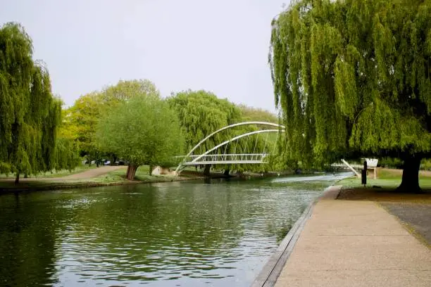 White bridge on the river in Bedfordshire