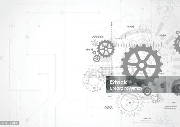 추상적인 기술 배경입니다 벡터 일러스트 레이 션 기어-기계 부분에 대한 스톡 벡터 아트 및 기타 이미지 - 기어-기계 부분, 배경-주제, 공학