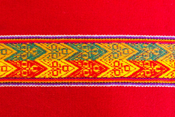 istock Woven Red Cotton Peruvian Tablecloth Detail (Close-Up) 677023914