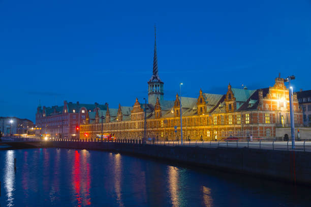 istock Old Stock Exchange at night in Copenhagen, Denmark. 677046282