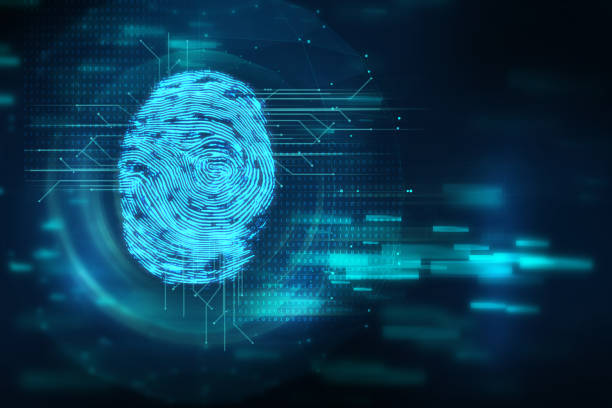Fingerprint Scanning on blue technology  Illustration