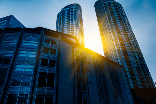 low angle view of skyscrapers,business district in Shanghai,China.