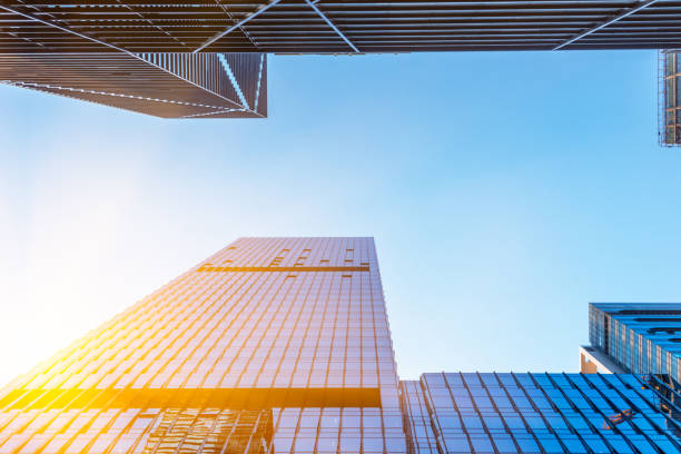 istock low angle view of skyscrapers,business district 677127720