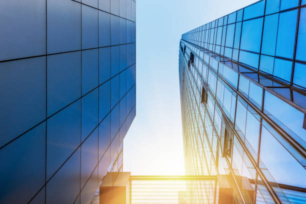 istock low angle view of skyscrapers,business district 677148006