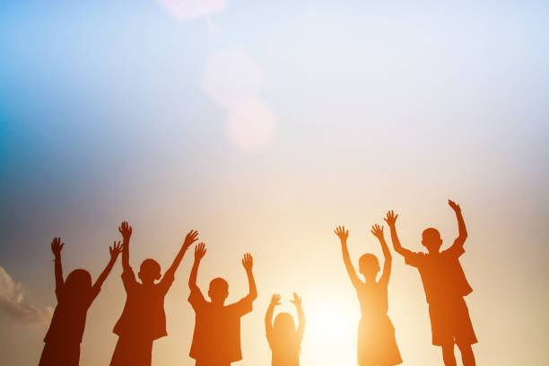 istock Children playing on summer sunset happy time 677168662
