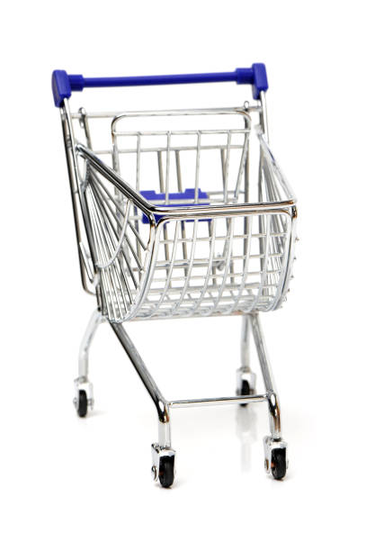 istock Shopping cart from side and front view  isolated  on a white background 677178246