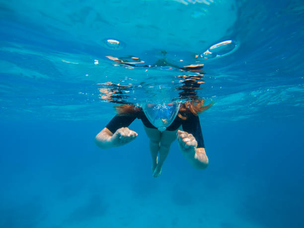 istock Woman swimming in blue water. 677228108