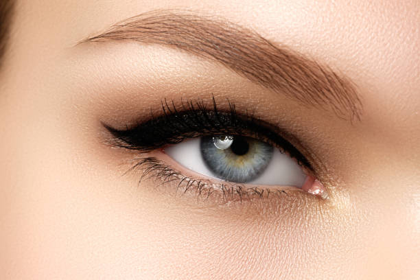 istock Cosmetics & make-up. Beautiful female eye with sexy black liner 677239366