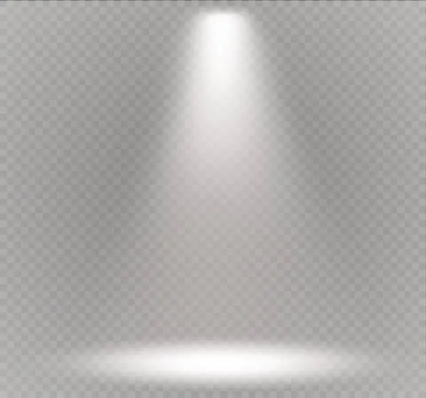 Vector illustration of Vector spotlight. Light effect.Scene illumination, transparent effects on a plaid dark background