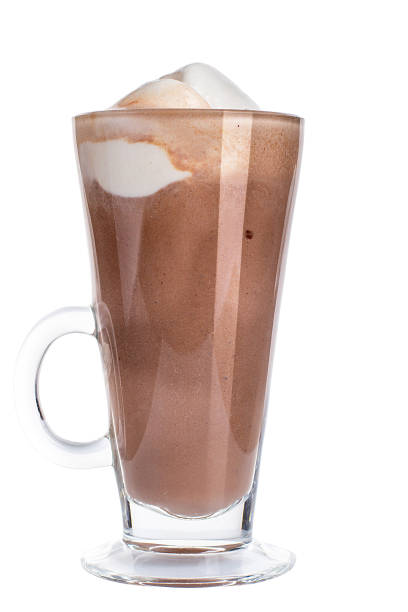 istock Cocoa with vanilla ice cream on white background 677277378