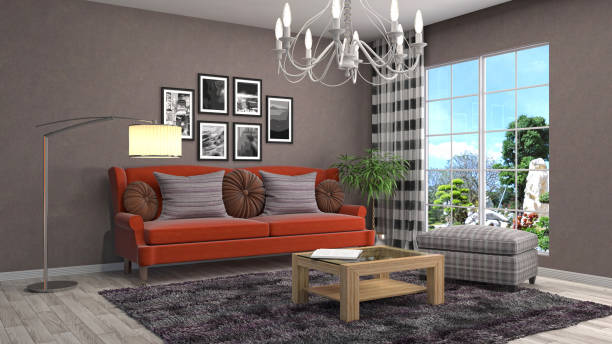 istock Interior living room. 3d illustration 677291804