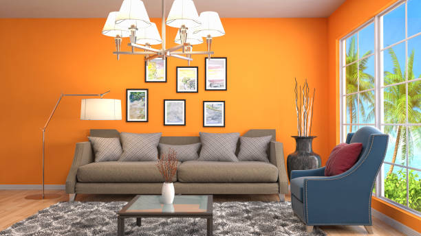 istock Interior living room. 3d illustration 677292008