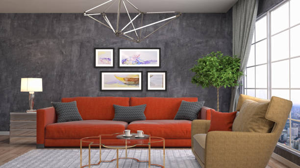 istock Interior living room. 3d illustration 677292018