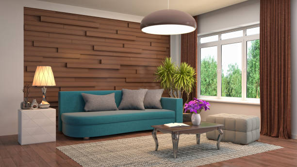 istock Interior living room. 3d illustration 677292174