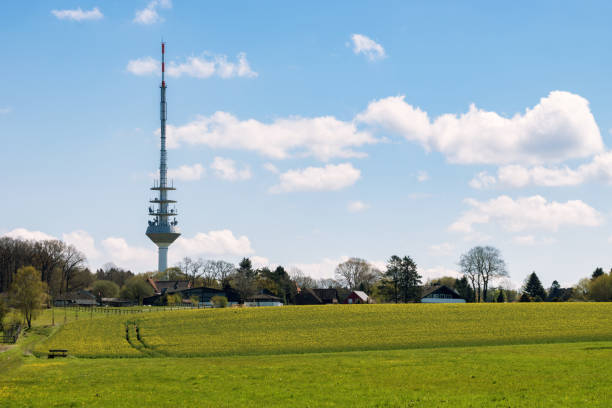 istock Telecommunication tower near a Village in Lower Saxony, Germany 677318302