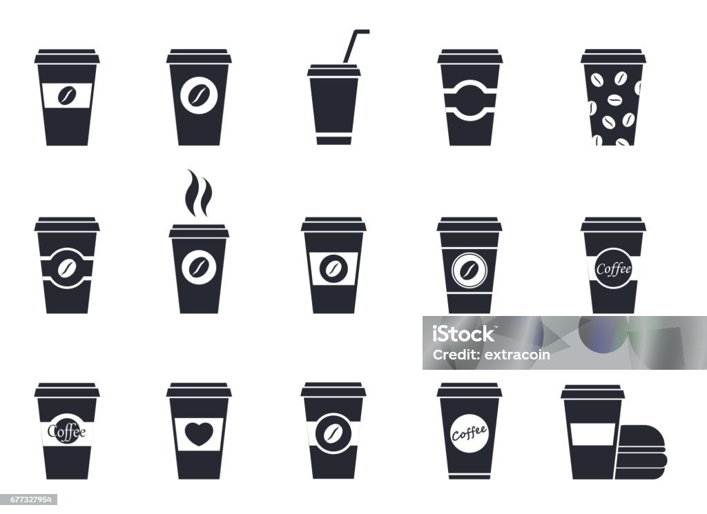 disposable coffee cup icons disposable cup of coffee, flat vector icons set Icon Symbol stock vector
