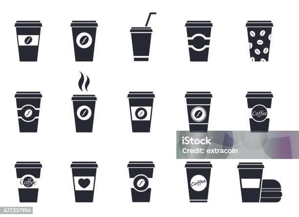 Disposable Coffee Cup Icons Stock Illustration - Download Image Now - Icon Symbol, Coffee - Drink, Coffee Cup