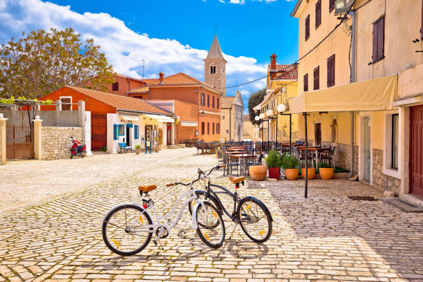 Historic town of Nin cobbled square, Dalmatia, Croatia