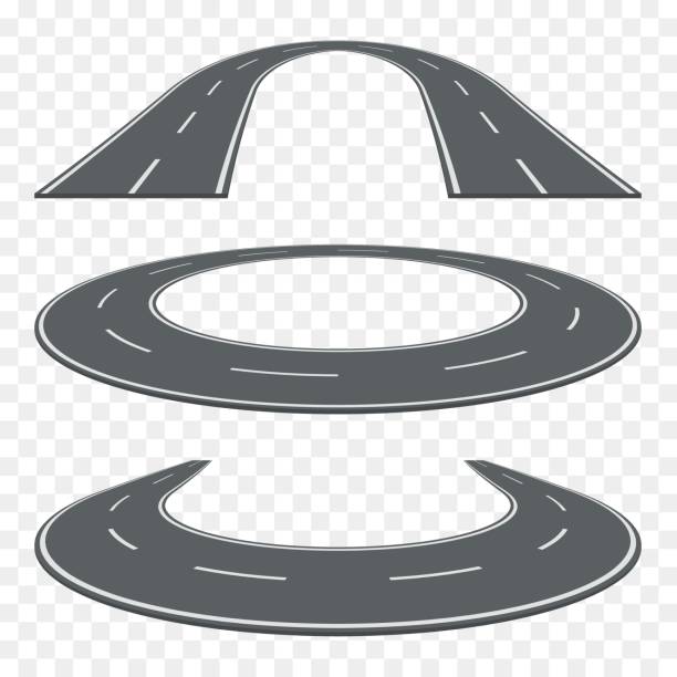 ilustraciones, imágenes clip art, dibujos animados e iconos de stock de conjunto de carretera curvas en perspectiva. iconos de la carretera. - carrera-de-motos-de-velocidad