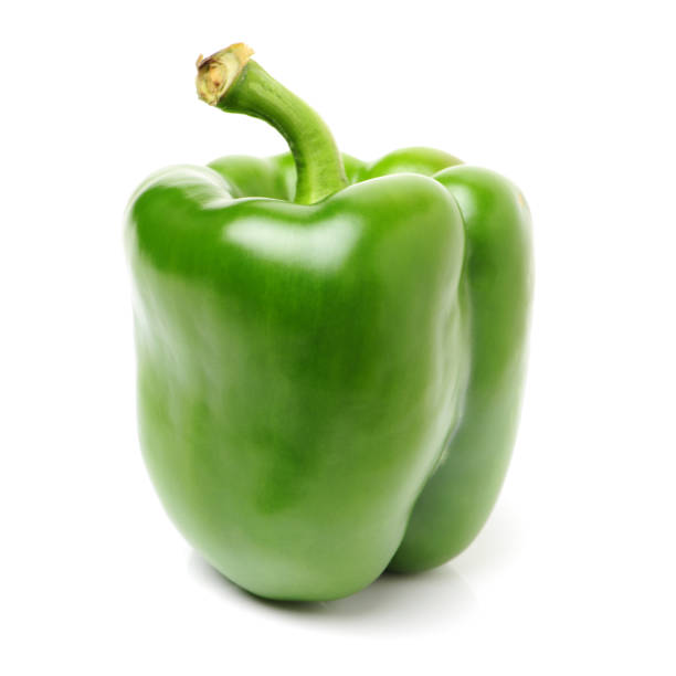 istock Isolated green capsicum couple on white 677341404
