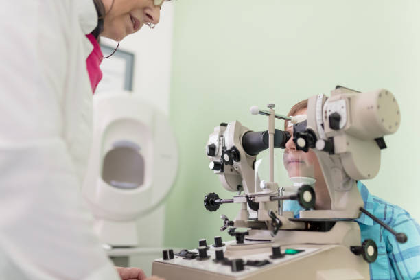 istock Boy at the eye doctor 677365968