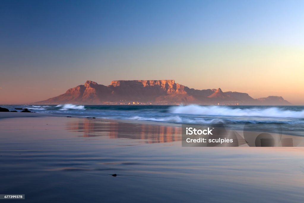 scenic view of table mountain cape town south africa from bloubergstrand landmark travel destination in south africa Cape Town Stock Photo