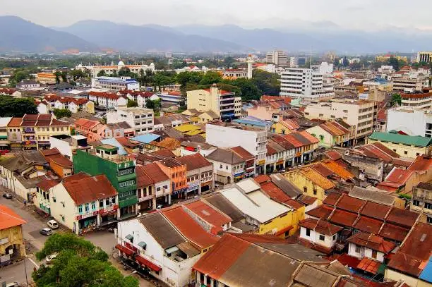 Aerial view of Ipoh Oldtown, Perak, Malaysia.