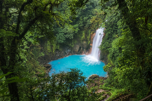 Waterfall with blue water