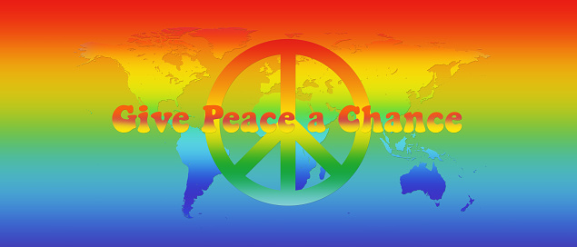Peace symbol with percent symbols isolated on white background. 3d illustration