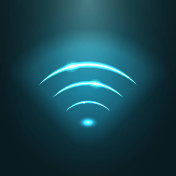 illustrazioni stock, clip art, cartoni animati e icone di tendenza di segnale wifi moderno al neon. vettore eps10. - wireless signal