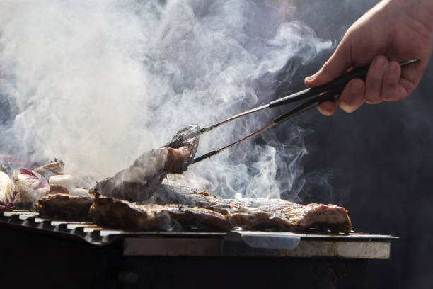 istock Grilled pork ribs and red chicory 677416826