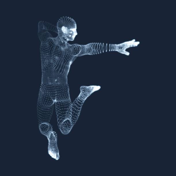 istock Man is Posing and Dancing. Silhouette of a Dancer. 3D Model of Man. Vector Illustration. 677427050