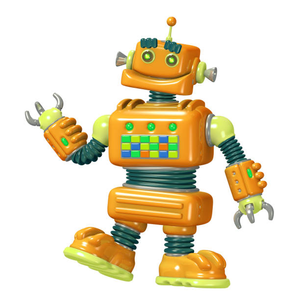 istock Cartoon orange robot 3D illustration. 677428170