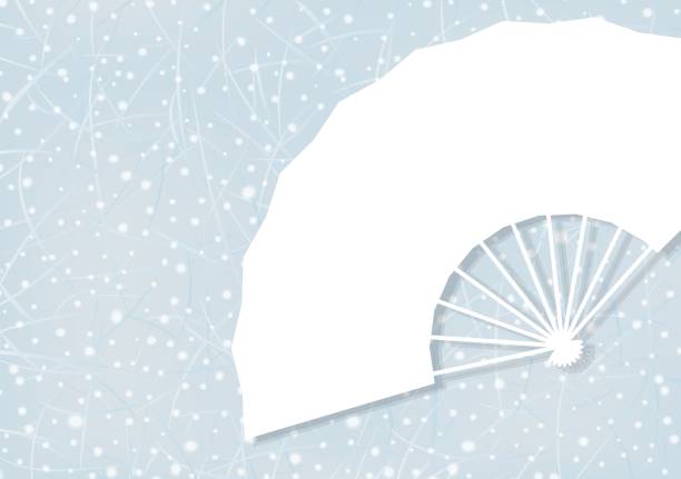 Snow and Fan Washi Style Snow and fan Washi style 雪 stock illustrations