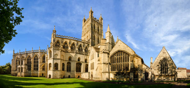 Panorama of Gloucester Cathedral stock photo